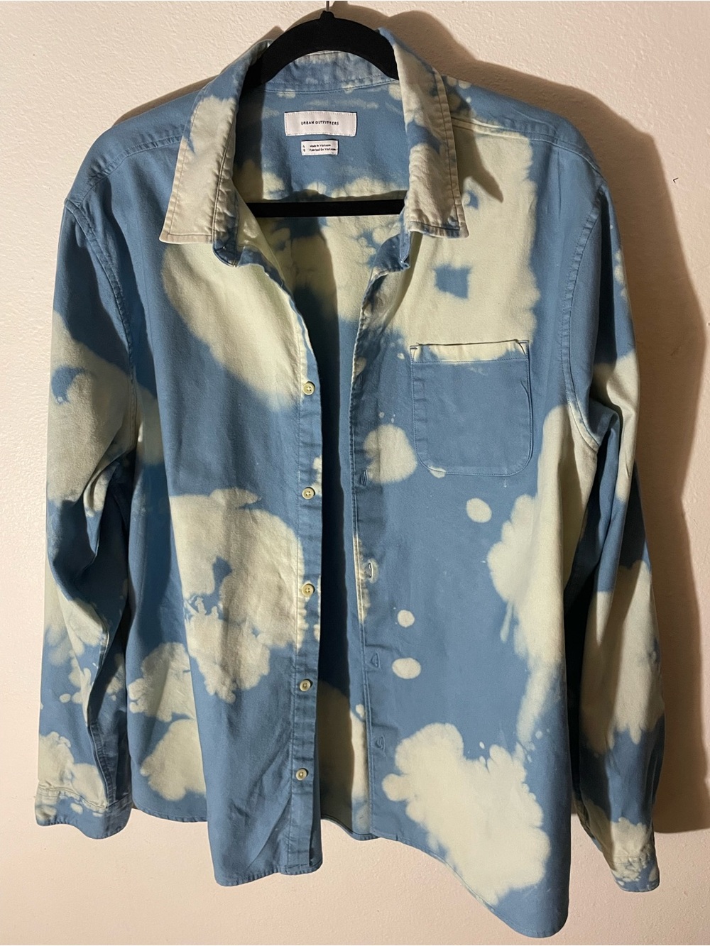 Urban Outfitters Blue and Cream Tie-Dye Button-Down Shirt